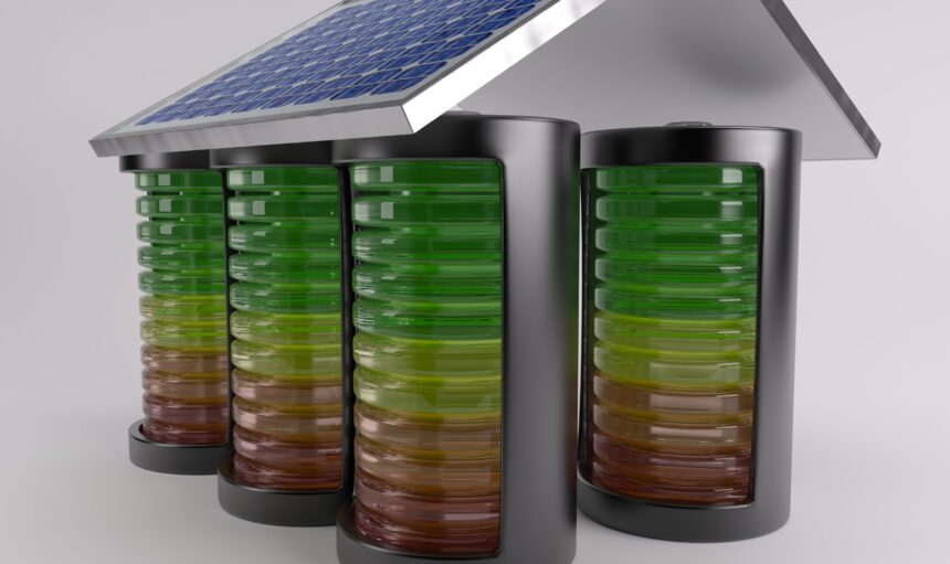 3D Render of Battery Solar Charge Levels